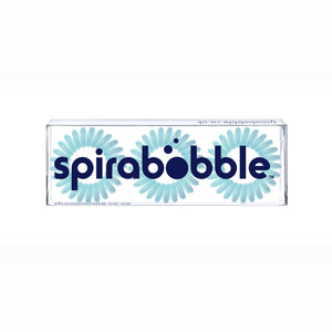 Clear box of 3 aqua blue spirabobbles