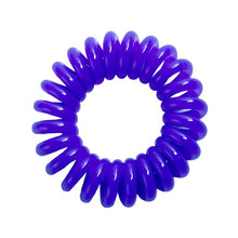 Load image into Gallery viewer, A solid purple coloured plastic spiral circular hair bobble on a white background called a spirabobble

