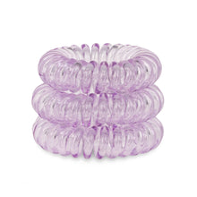 Load image into Gallery viewer, Tower of 3 light purple coloured spiral hair bobbles called spira bobbles