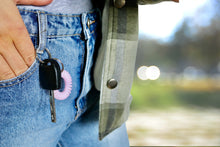 Load image into Gallery viewer, Baby Pink SpiraBobble showing on a key ring as part of &#39;where do you keep yours series&#39;
