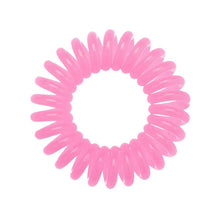 Load image into Gallery viewer, A candy pink coloured plastic spiral circular hair bobble on a white background called a spirabobble.
