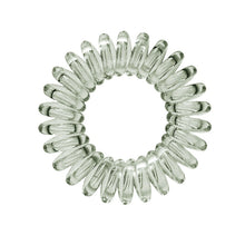 Load image into Gallery viewer, A barely black coloured plastic spiral circular hair bobble on a white background called a spirabobble
