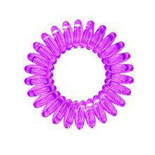 Load image into Gallery viewer, A purple berry coloured plastic spiral circular hair bobble on a white background called a spirabobble.
