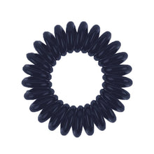Load image into Gallery viewer, A Navy Blue coloured plastic spiral circular hair bobble on a white background called a spirabobble.
