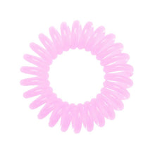 Load image into Gallery viewer, A pink coloured plastic spiral circular hair bobble on a white background called a spirabobble.
