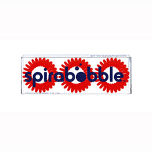Load image into Gallery viewer, A flat transparent box of 3 red coloured hair accessories called spirabobbles
